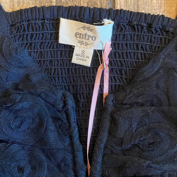 Entro Black Textured Puff Sleeve Blouse 🆕 - Picture 4 of 12